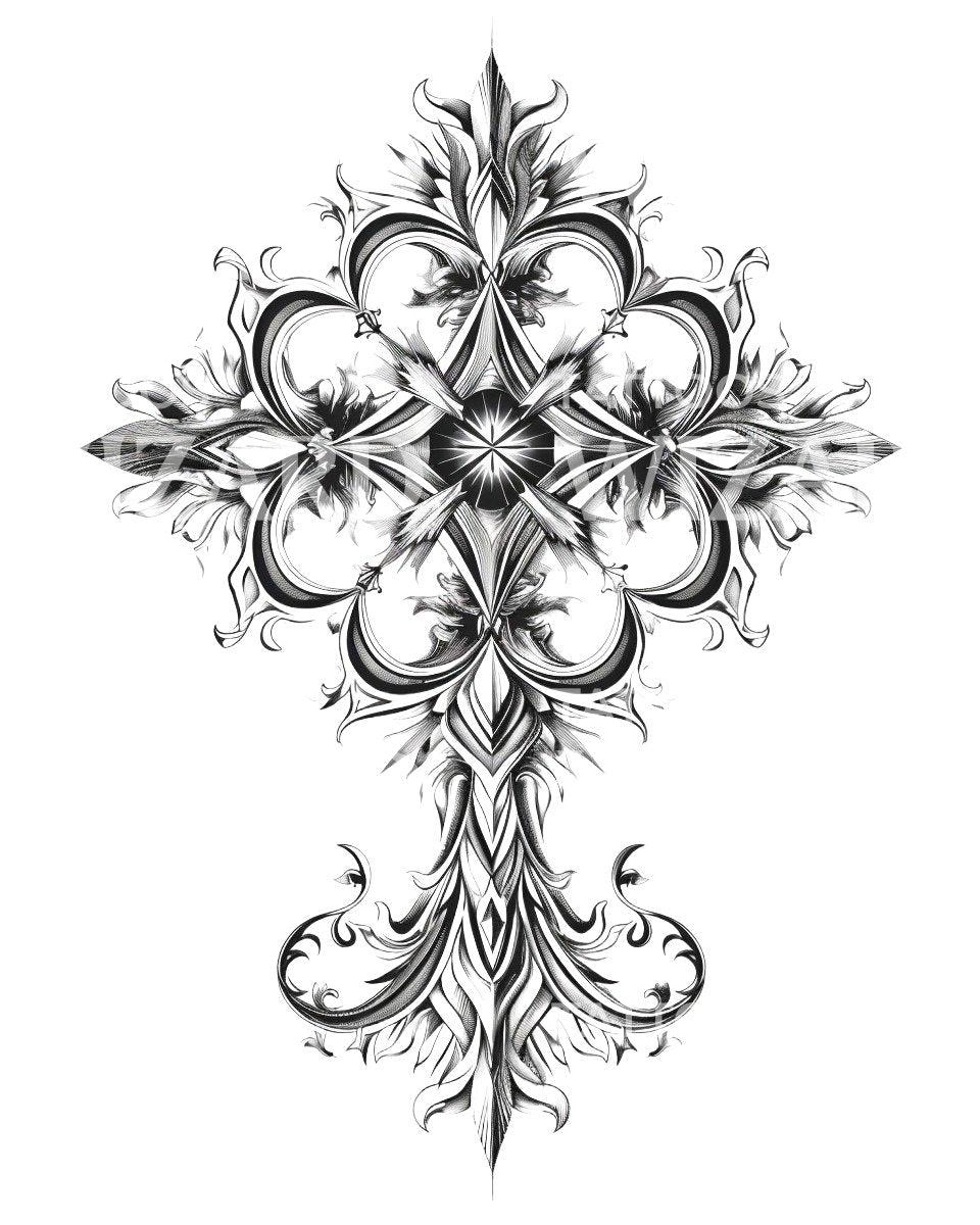 Christliches Kreuz Tattoo mit Ornament