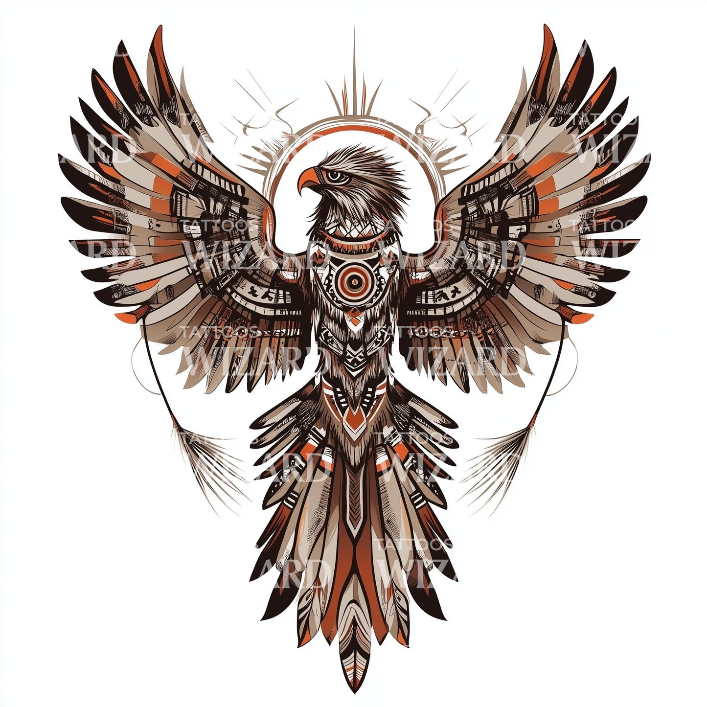 Ornamental Details on Sacred Thunderbird Tattoo Design