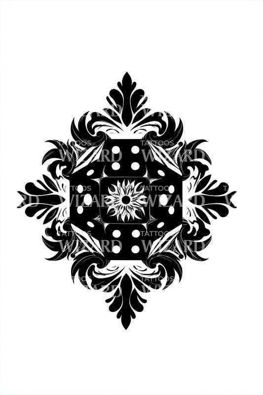 Ornamental Dice Mandala Tattoo Design