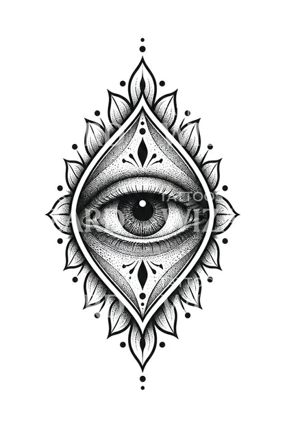 Ornamenteel dotwork-oog als tattoo-ontwerp