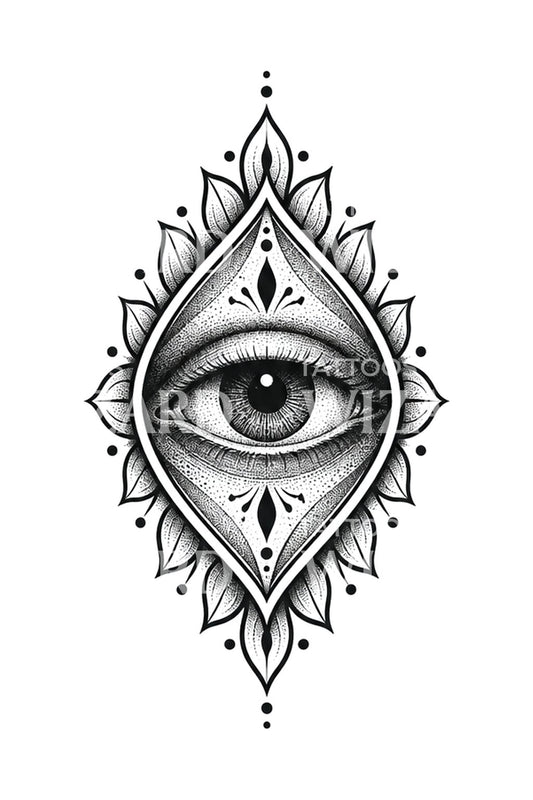 Ornamenteel dotwork-oog als tattoo-ontwerp