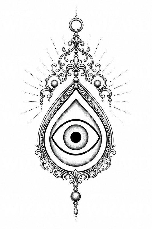 Motif de tatouage ornemental d'amulette contre le mauvais œil