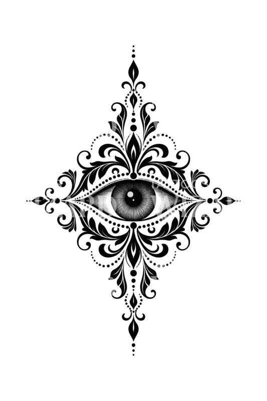 Ornamentális blackwork szem tetoválás