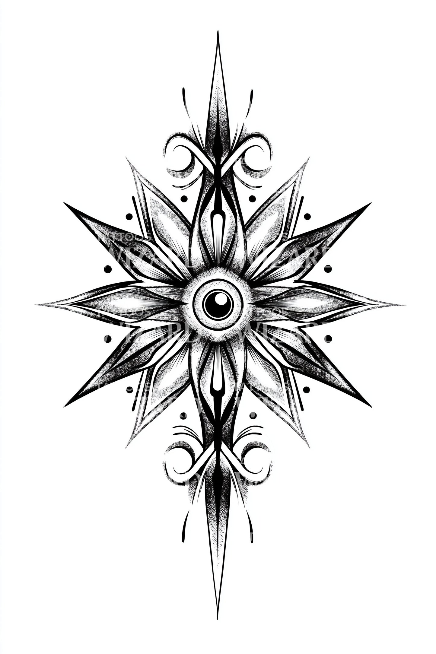 Ornamental Eye Compass Tattoo Idea