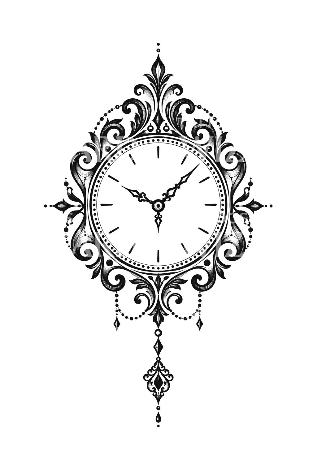 Ornamentalt filigranur, blackwork-tatoveringsillustration