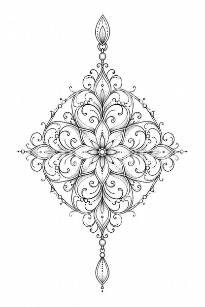 Ornamental Filigree Pendant Tattoo Design