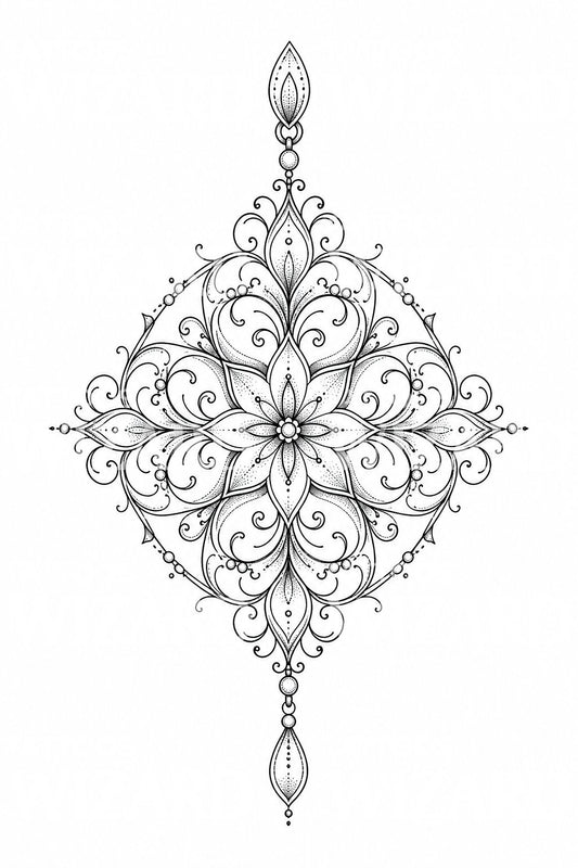 Ornamental Filigree Pendant Tattoo Design