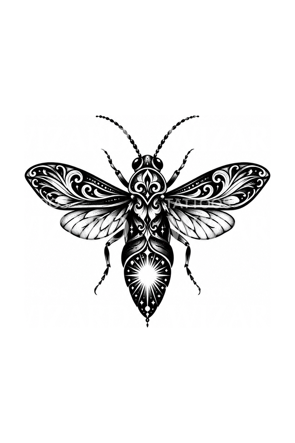 Ornamentales Glühwürmchen-Blackwork-Tattoo
