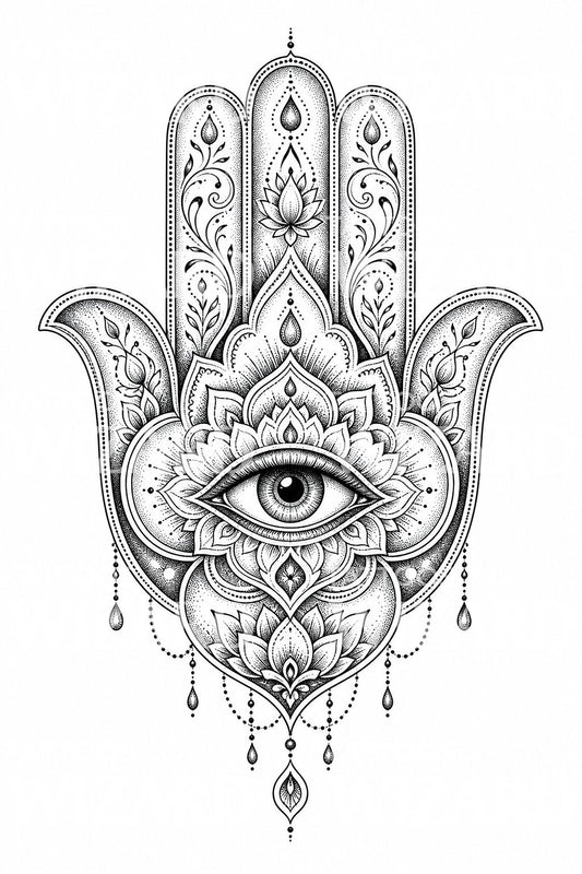 Ornamental Hamsa Hand Tattoo Design