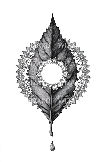 Ornamental Leaf Halo Tattoo Design