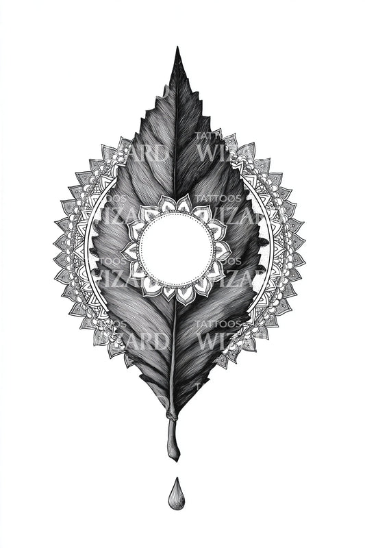 Ornamental Leaf Halo Tattoo Design