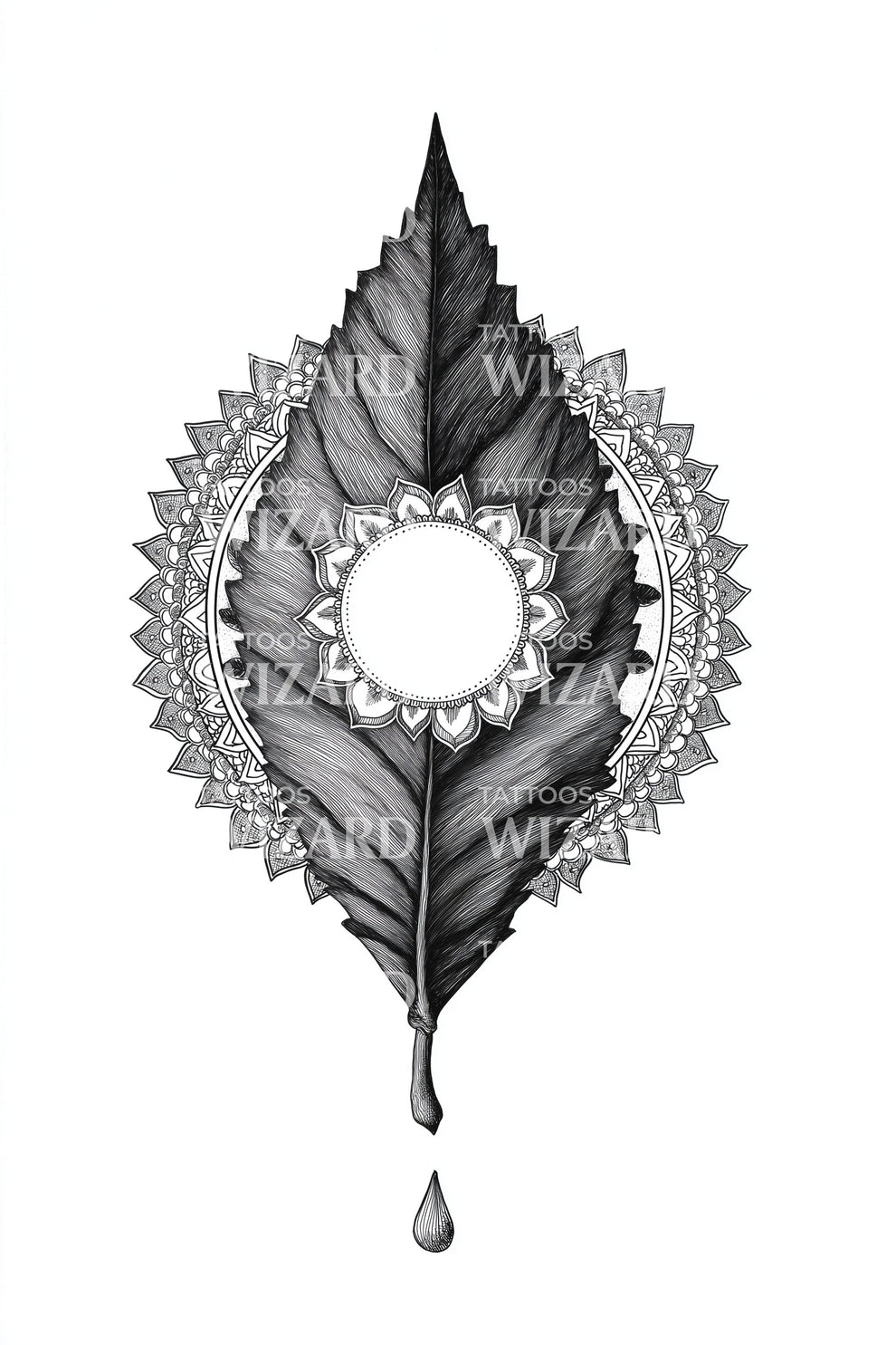 Ornamental Leaf Halo Tattoo Design – Tattoos Wizard Designs