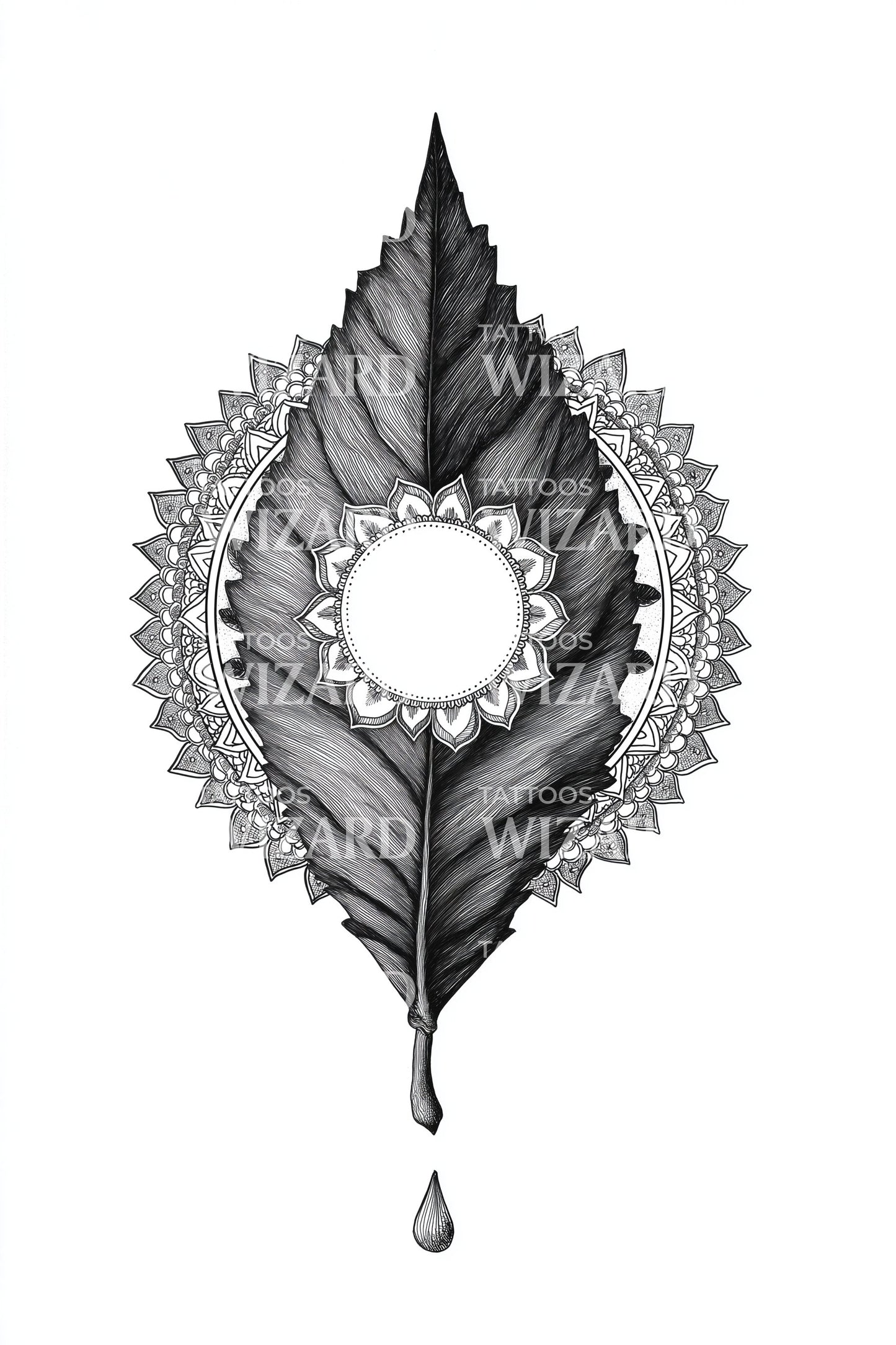 Ornamental Leaf Halo Tattoo Design