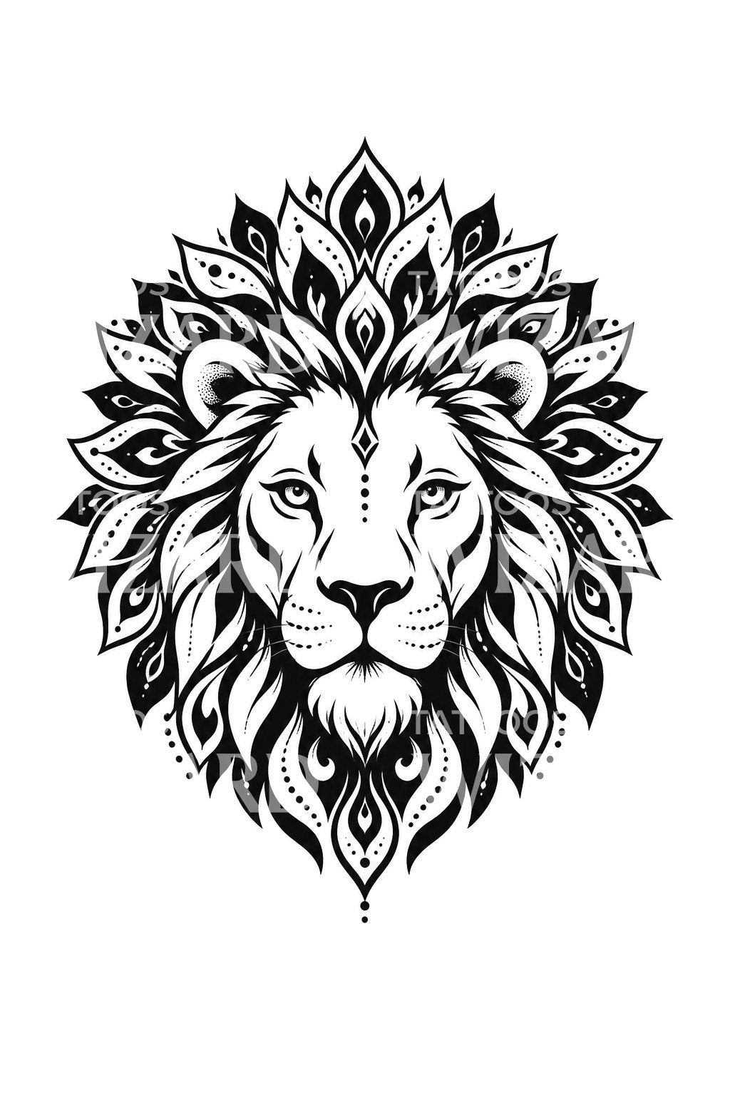 Ornamentele leeuwenmanen als blackwork-tattoo