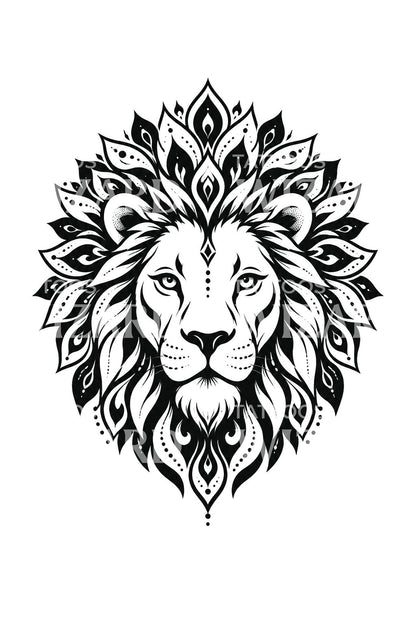Ornamentele leeuwenmanen als blackwork-tattoo