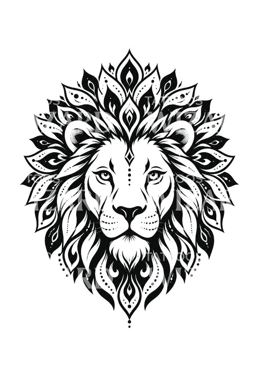 Ornamentele leeuwenmanen als blackwork-tattoo