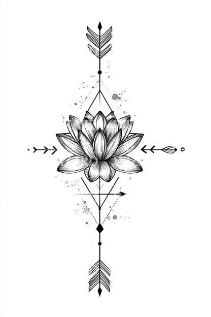 Ornamental Lotus Arrow Tattoo Idea