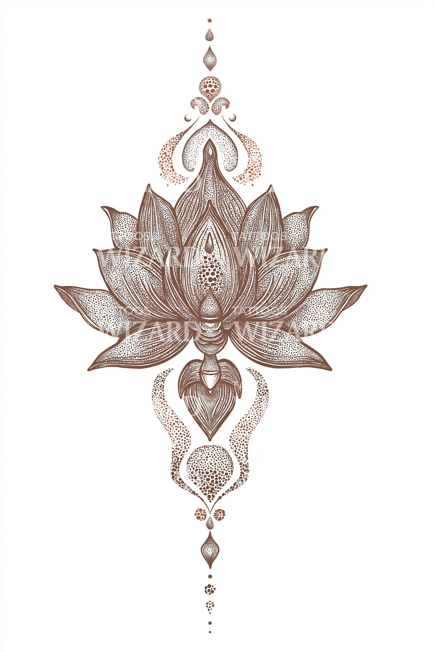Süslemeli Lotus Amblem Dövme Tasarımı
