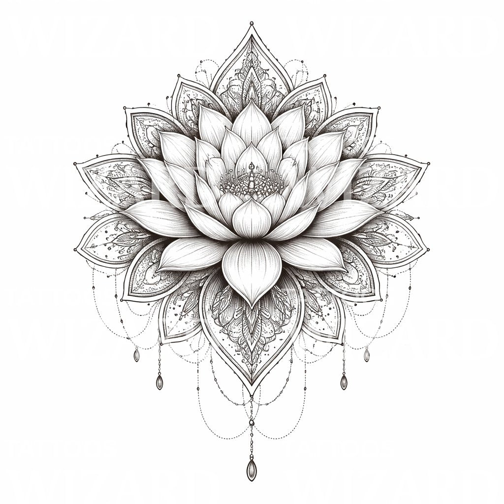 Ornamental Lotus Mandala Tattoo Design