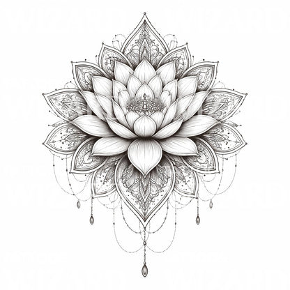 Ornamental Lotus Mandala Tattoo Design