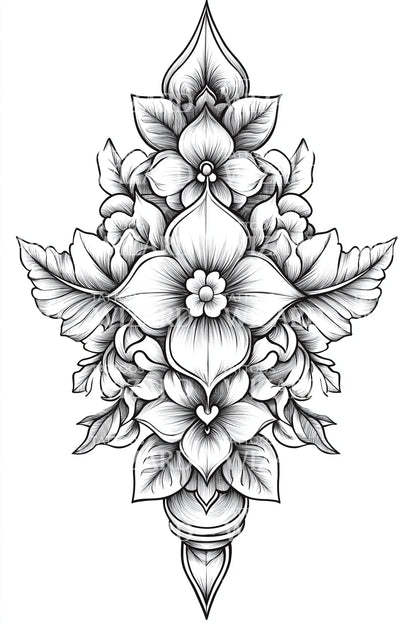 Ornamental Lotus Pendant Tattoo Design