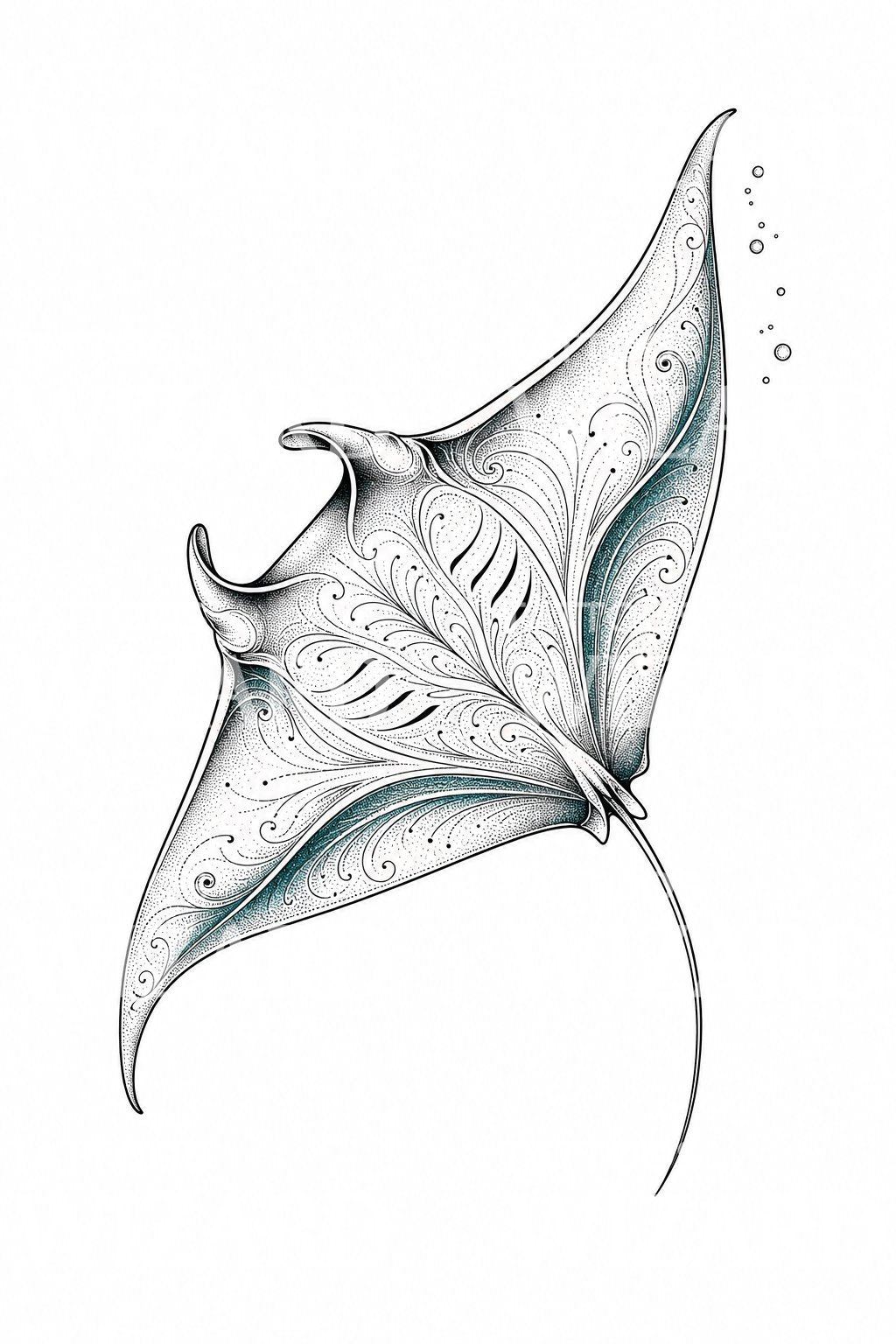 Ornamental Manta Ray Tattoo Design