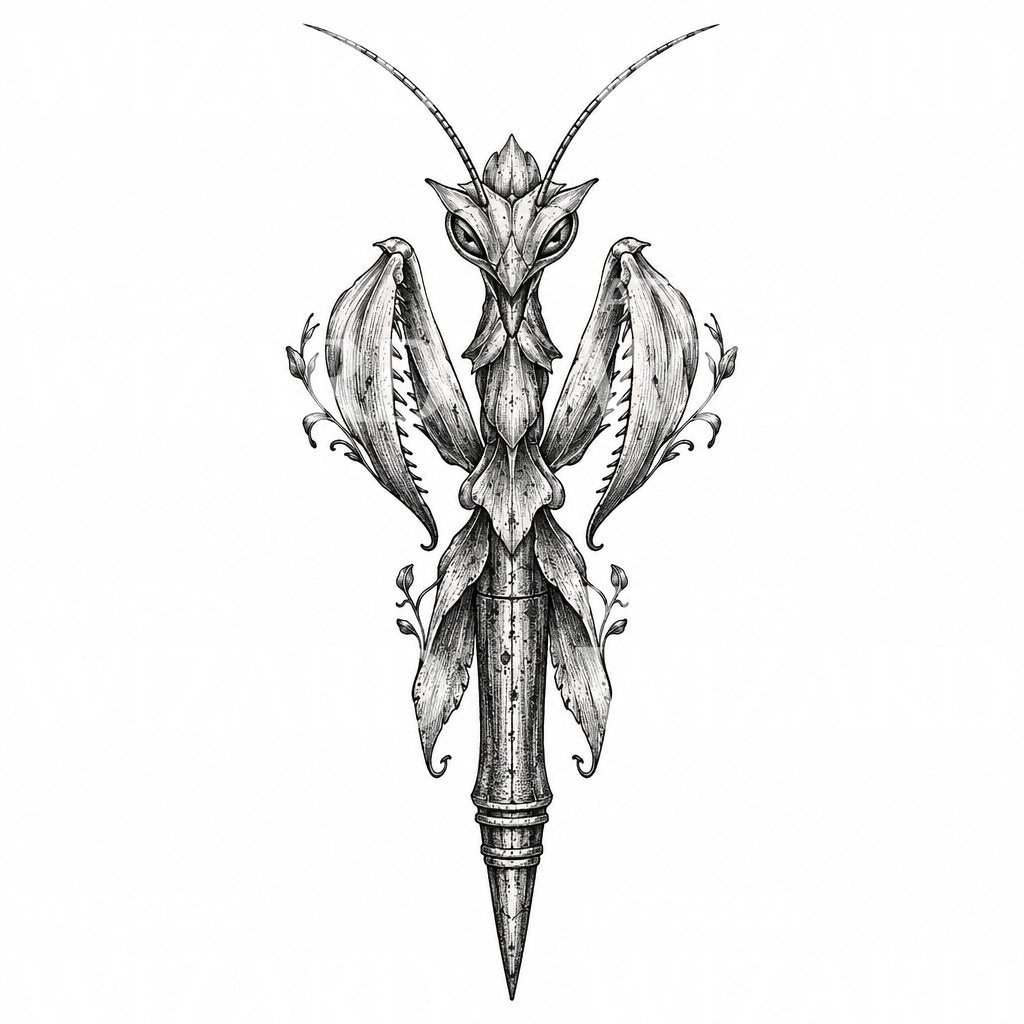 Ornamentales Gottesanbeterin-Tattoo