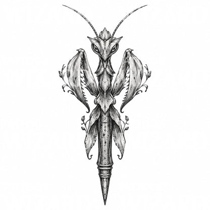 Ornamentales Gottesanbeterin-Tattoo