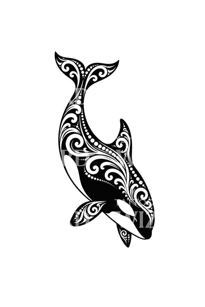 Ornamentalt spækhugger-blackwork-tatoveringsdesign