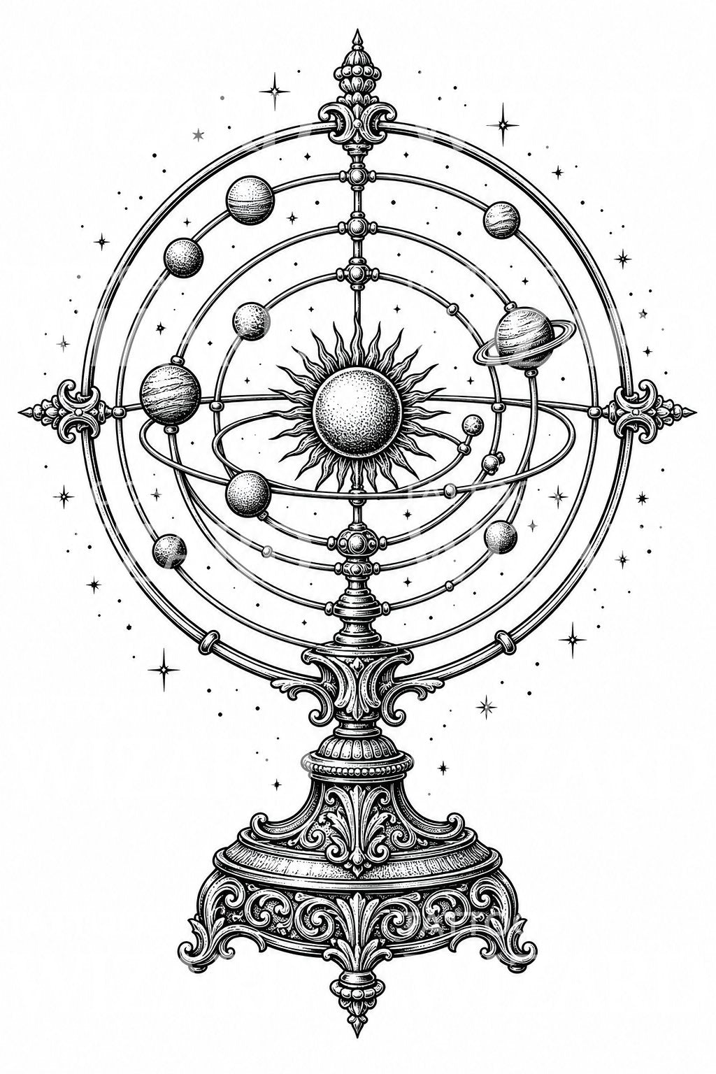 Ornamental Orrery Tattoo Design