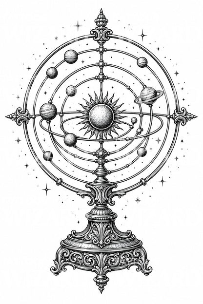 Ornamental Orrery Tattoo Design