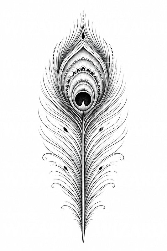 Motif de tatouage ornemental plume de paon