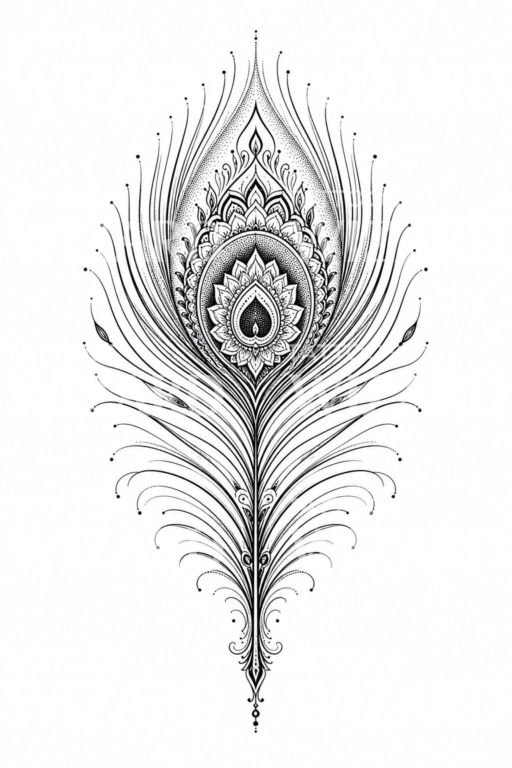 Ornamental Peacock Feather Tattoo Design