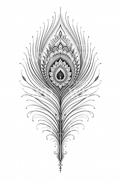 Ornamental Peacock Feather Tattoo Design