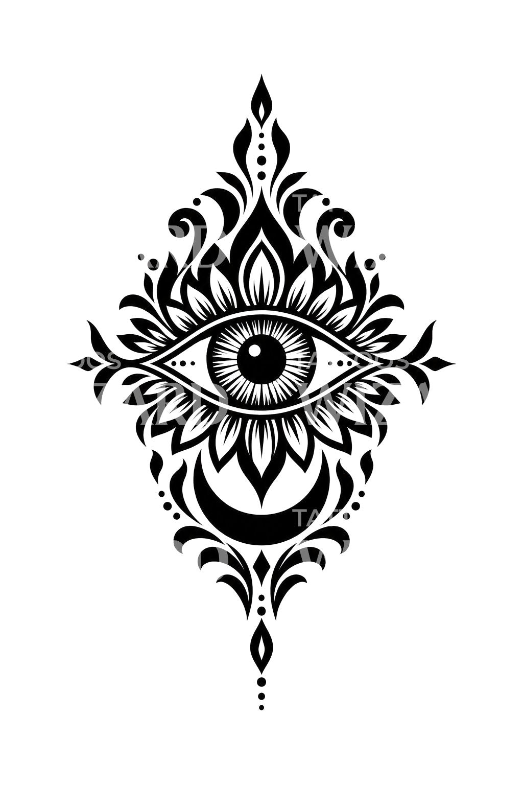 Ornamenteel beschermend oog, blackwork-tattoo