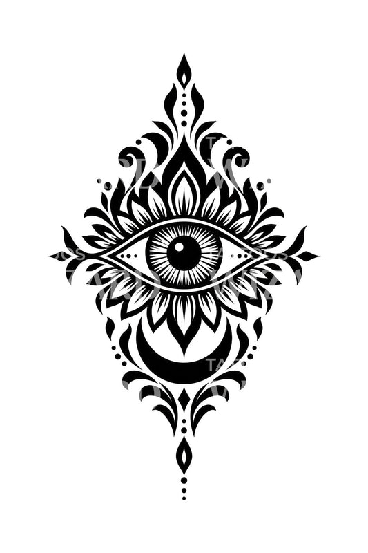 Œil protecteur ornemental, tatouage blackwork