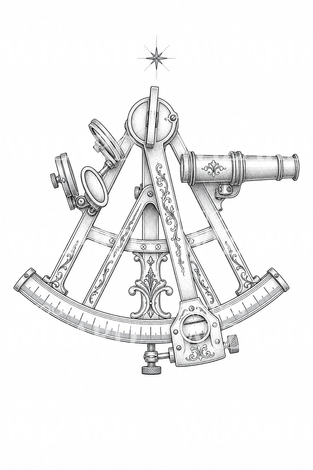 Ornamentales Sextant-Tattoo-Design
