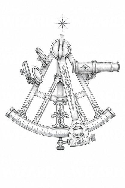 Ornamentales Sextant-Tattoo-Design