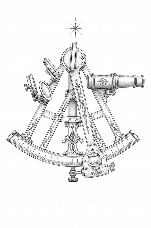 Ornamental Sextant Tattoo Design