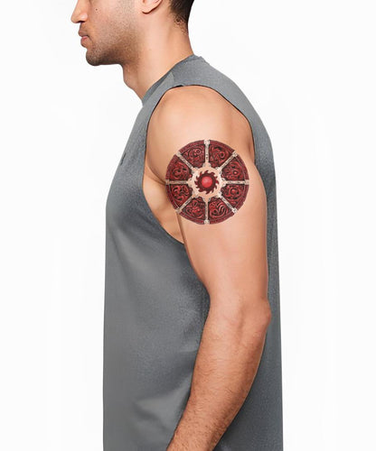 Crimson Ornamental Shield Tattoo Design