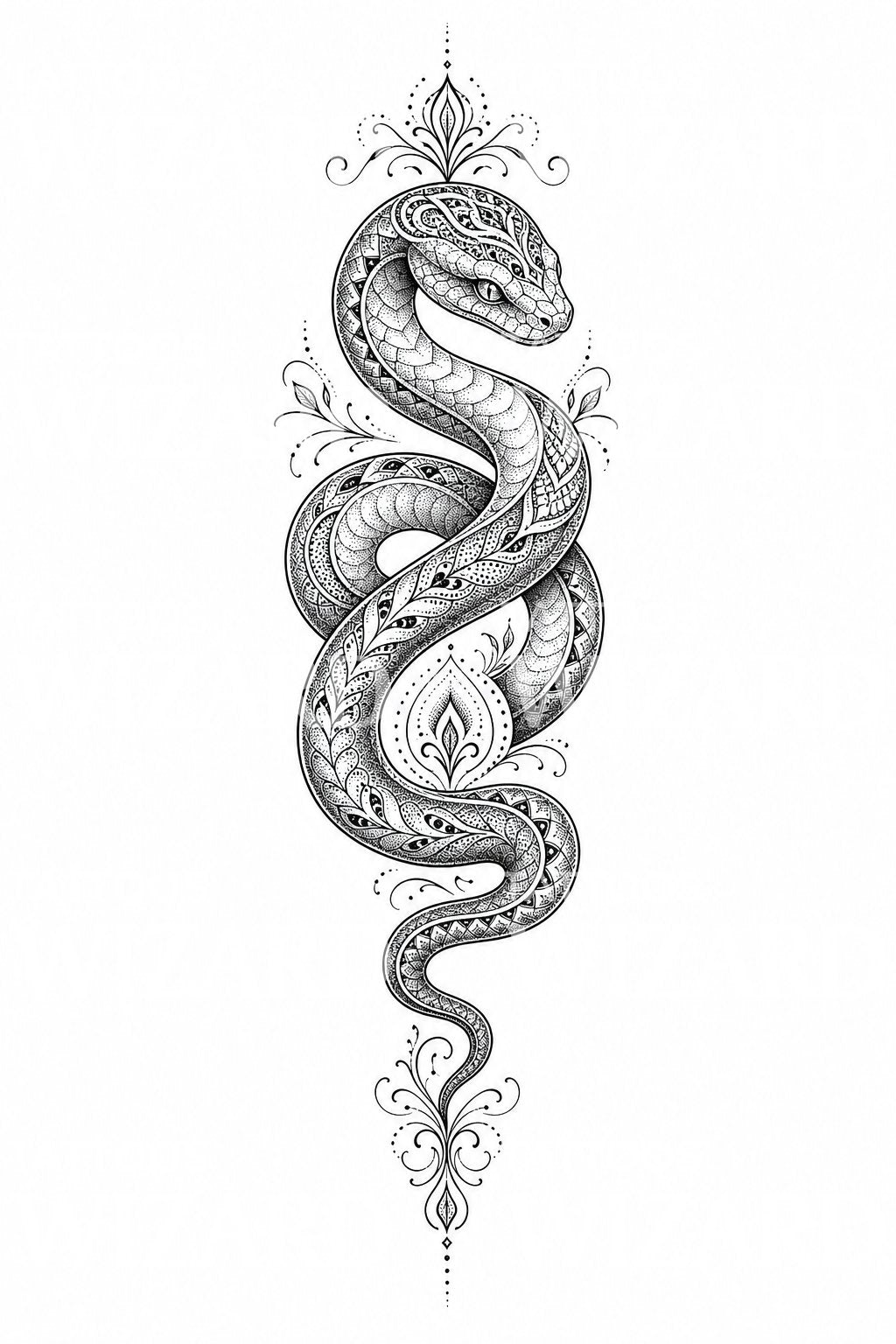 Ornamentaalinen käärme -tatuointidesign