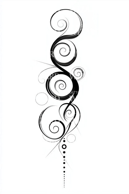 Ornamental Spiral Totem Tattoo Illustration