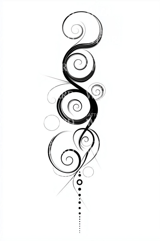 Ornamental Spiral Totem Tattoo Illustration