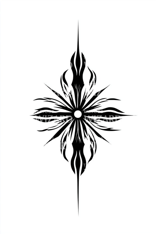 Diseño de tatuaje de estallido estrellado ornamental