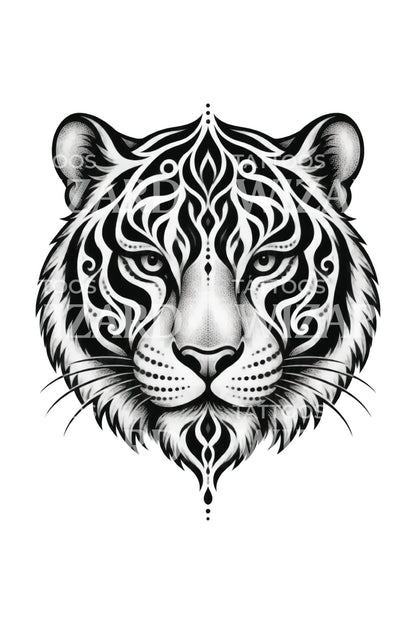 Tatouage ornemental de tigre rayé