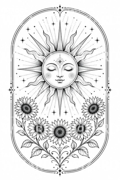 Ornamentalt soltarot tatueringsmotiv