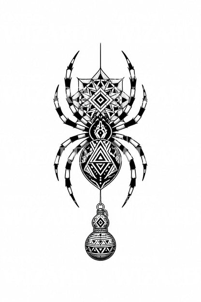 Ornamental Trickster Spider Tattoo Design