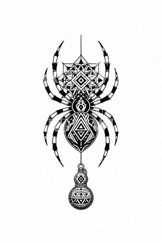 Desain Tato Laba-laba Penipu Ornamental