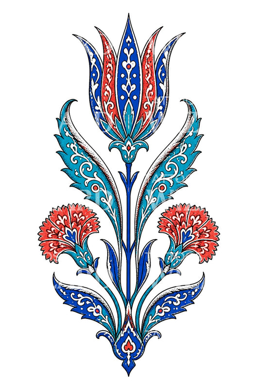 Ornamentele tatoeage-illustratie van een tulp en anjer