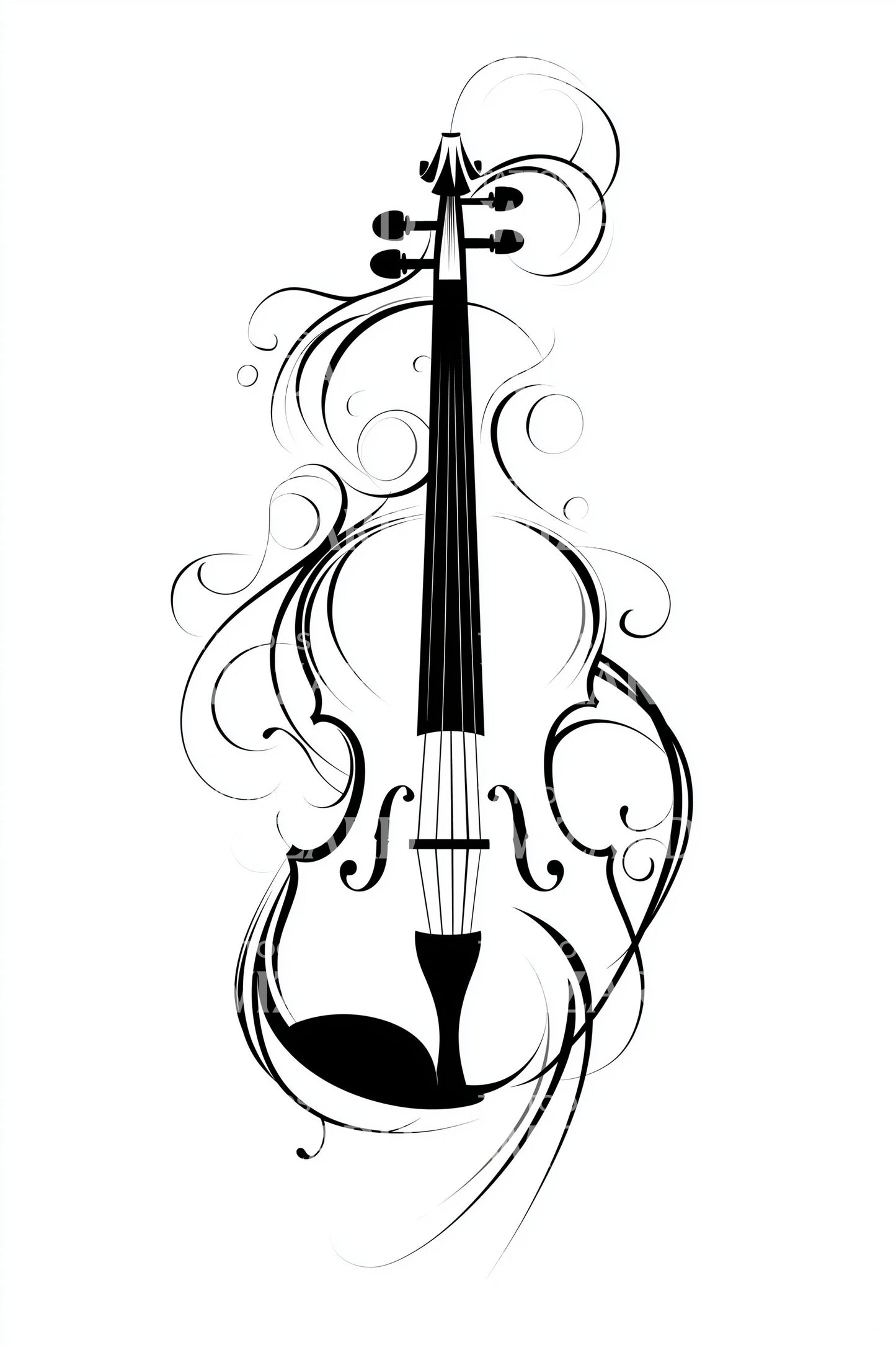 Ornamental Violin Swirls Tattoo Design